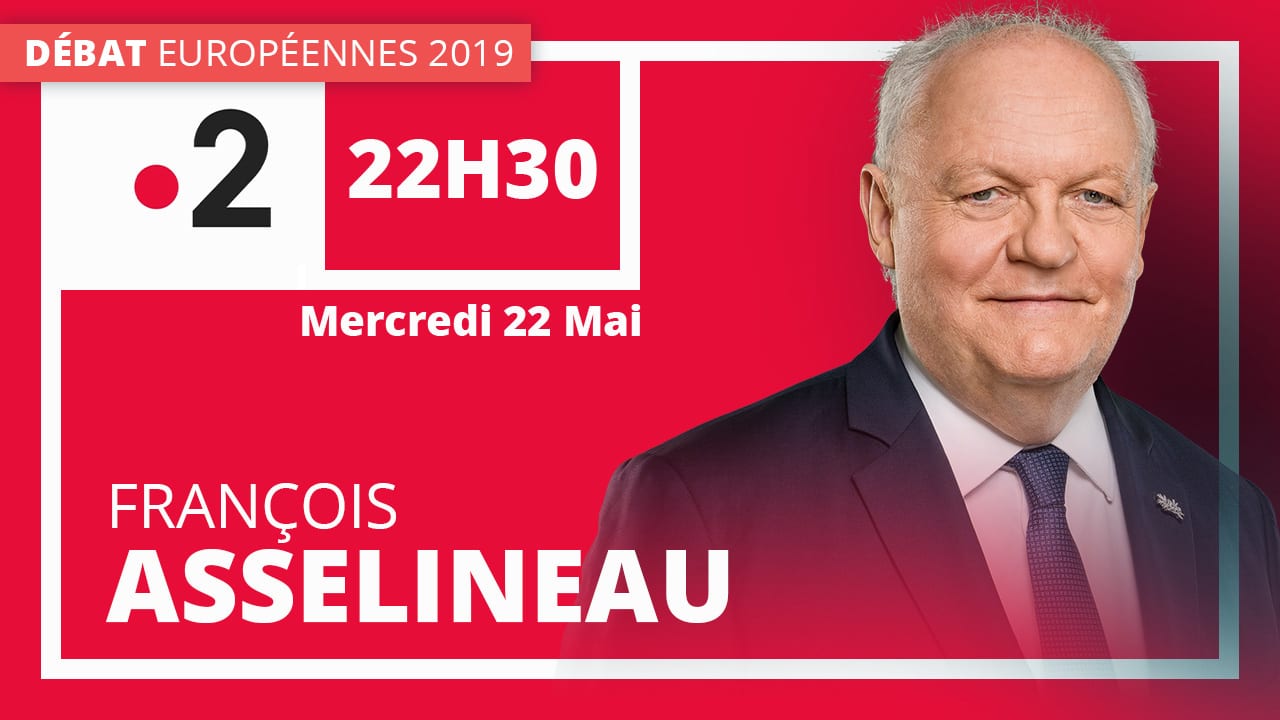François Asselineau participera au débat entre têtes de liste pour les Européennes 2019, ce mercredi 22 mai 2019 à 22h30 sur France 2.