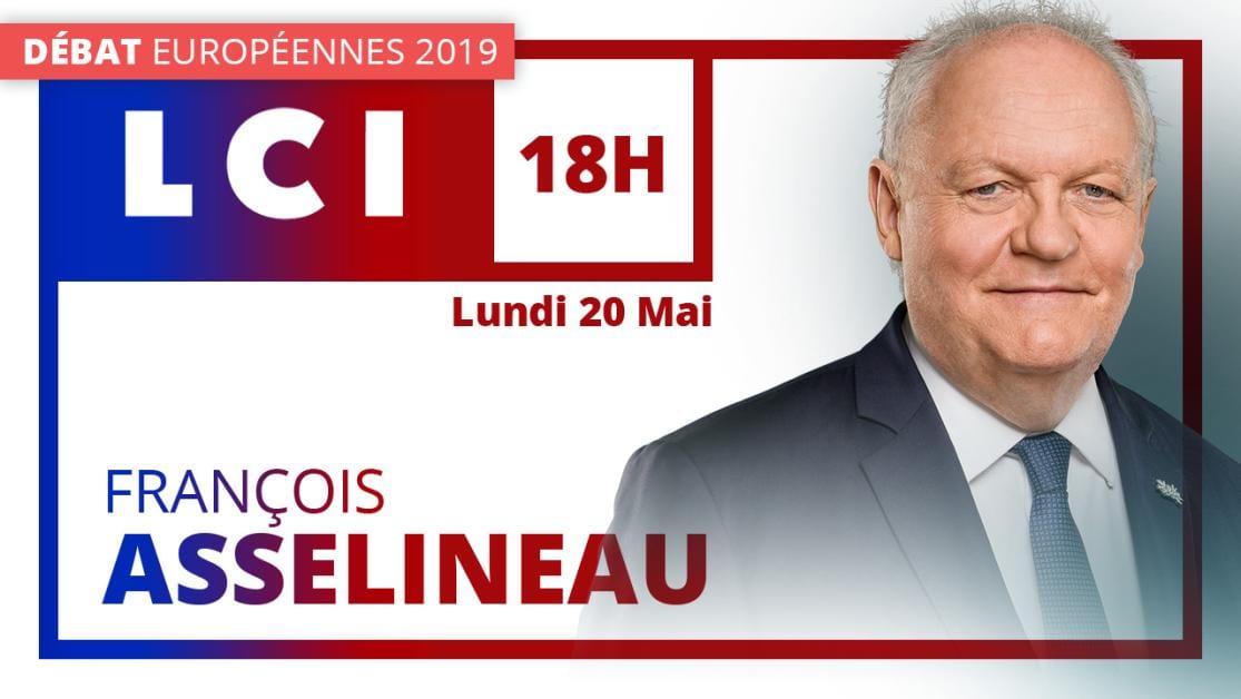 François Asselineau participera au débat pour les Européennes 2019 à 18h sur LCI, le 20 mai 2019.