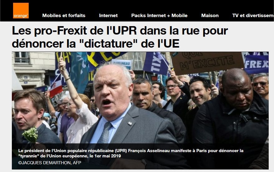 Succès de la grande manifestation du 1er mai de l'UPR : Le Figaro, Libération, Orange actualités, La Croix et 24 Matin nous consacrent des articles.