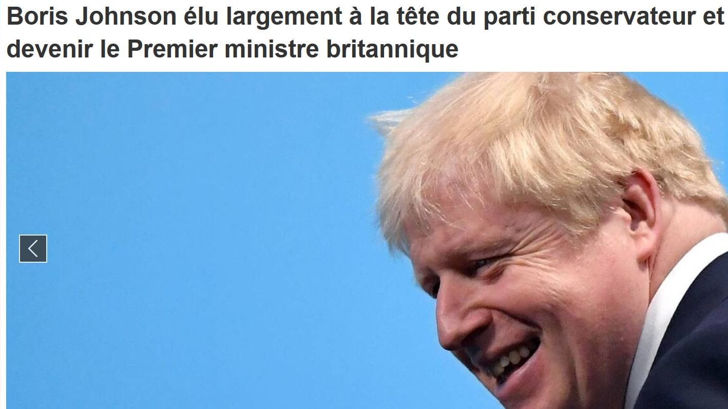 L’UPR se félicite de l'accession de Boris Johnson au poste de Premier ministre britannique, en espérant qu'il sera le nouveau Churchill dont la France et le reste de l'Europe ont besoin.