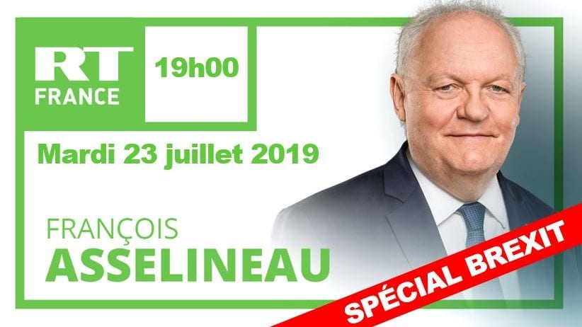 François Asselineau est l'invité de RT France – le mardi 23 juillet 2019 à 19h00 – pour analyser l'élection du nouveau Premier ministre britannique.