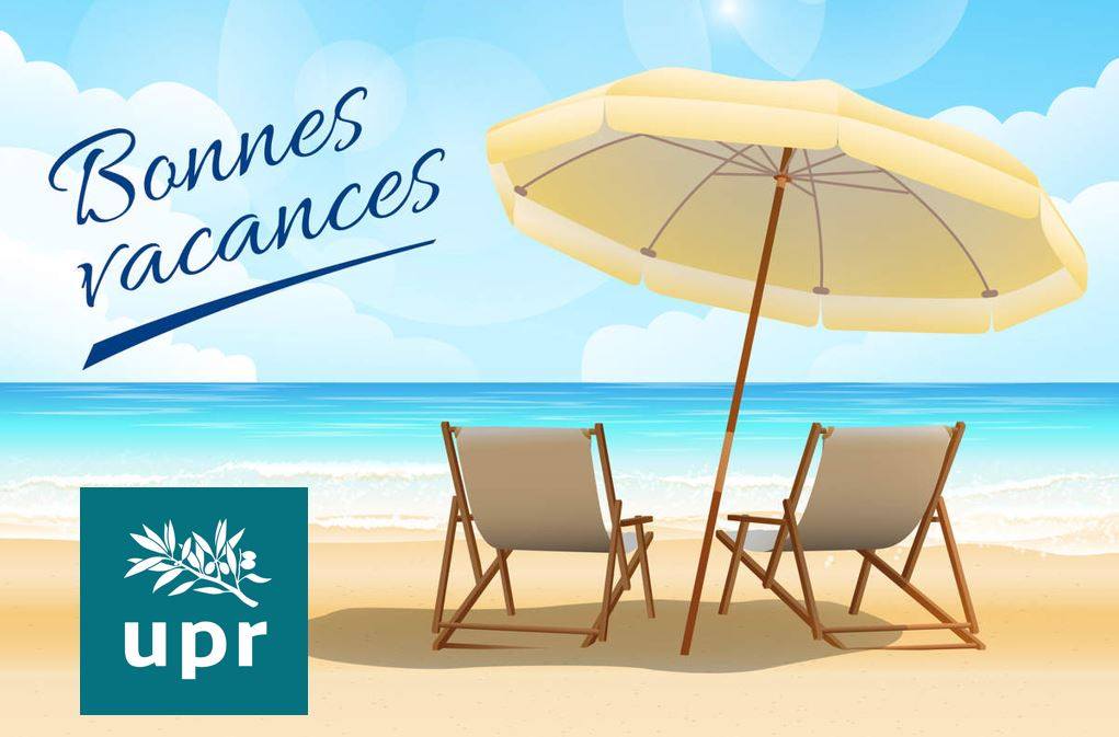 ⛱ LE SIÈGE ET LA BOUTIQUE DE L'UPR (situés 26 rue Basfroi, 75011 PARIS) SONT FERMÉS DU LUNDI 5 AU DIMANCHE 25 AOÛT 2019