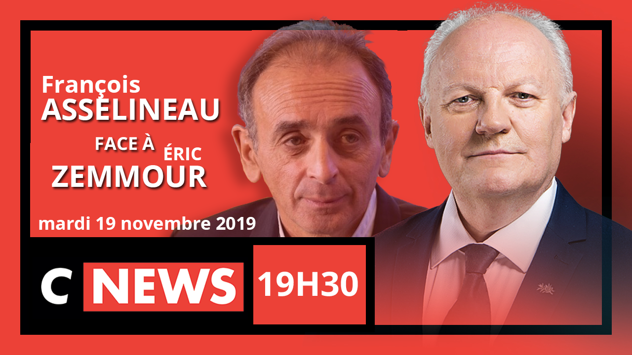 François Asselineau sera face à Éric Zemmour ce soir mardi 19 novembre 2019 à 19h30 sur Cnews