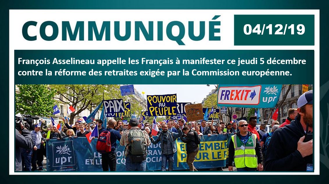 Manifestons ce jeudi 5 décembre contre la réforme des retraites exigée par la Commission européenne