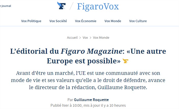 L'éditorial du Figaro Magazine propose… « une autre Europe » !