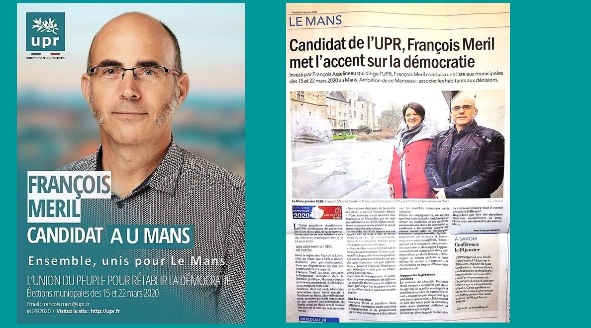 Article du Maine libre sur la candidature de François Meril au Mans – 03/01/2020
