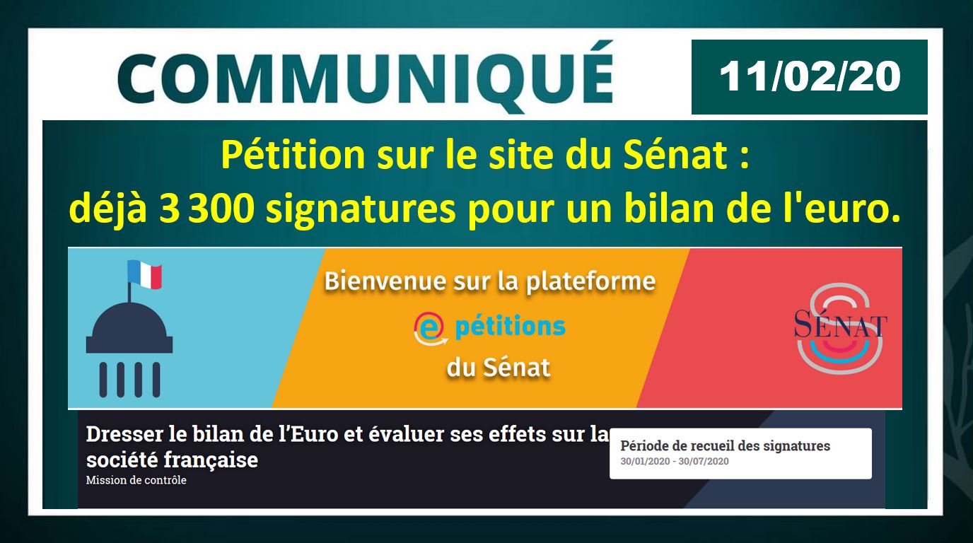 3 300 signatures pour la pétition pour un bilan de l'euro sur le site du Sénat