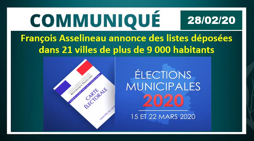 Des listes UPR déposées dans 21 villes de plus de 9 000 habitants