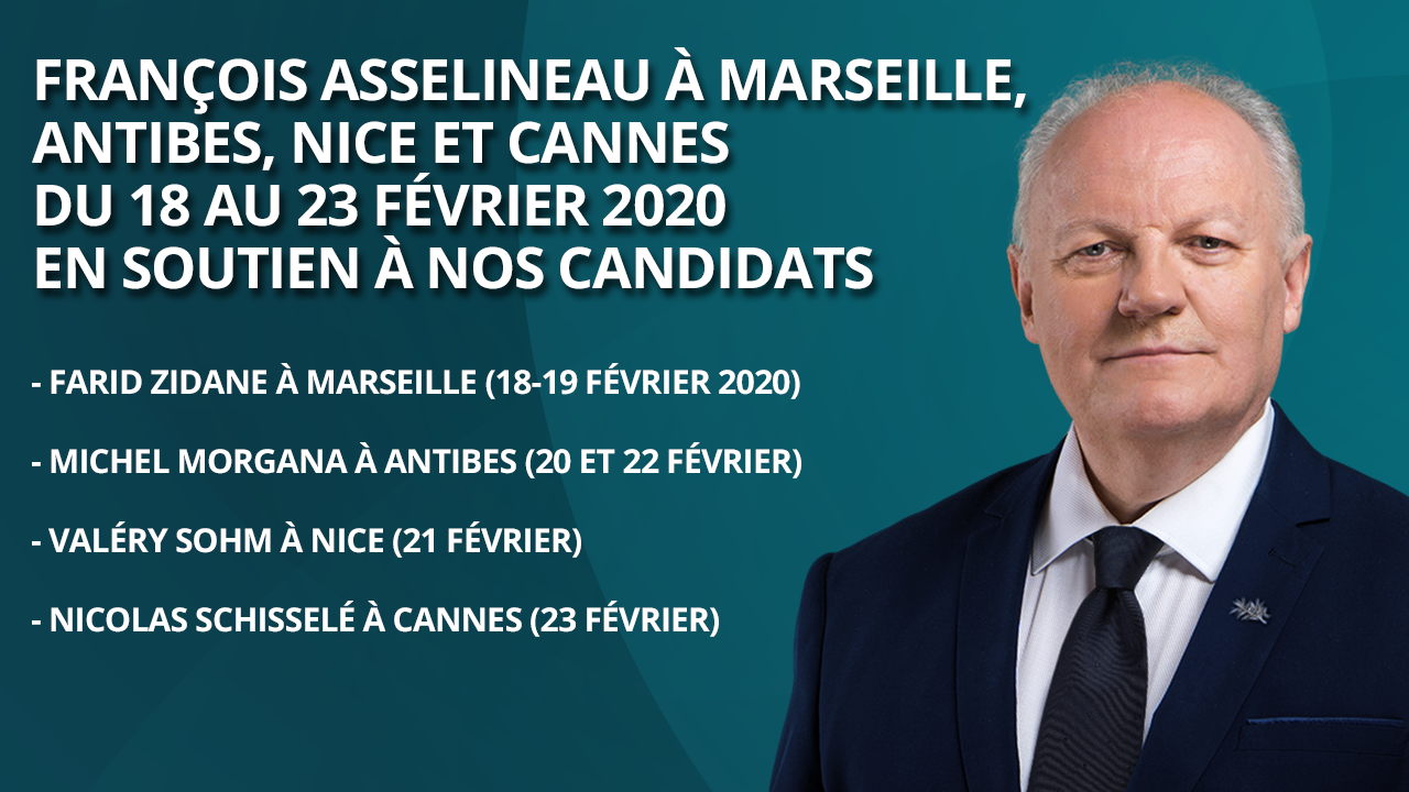 Déplacements de François Asselineau prévus dans le Sud-Est