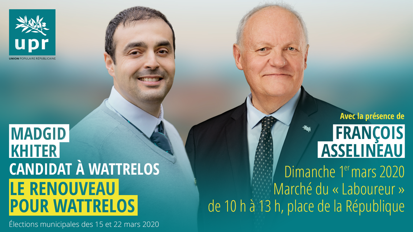 François Asselineau sera à Wattrelos (59) dimanche 1er mars pour soutenir Madgid Khiter