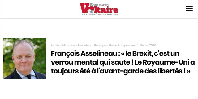 Article de Boulevard Voltaire sur notre fête du Brexit – 01/02/2020