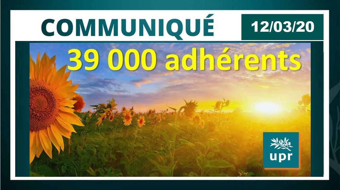 L’UPR vient de franchir le cap des 39 000 adhérents !