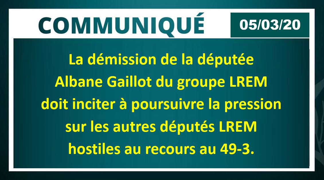 Une députée supplémentaire démissionne du groupe LREM