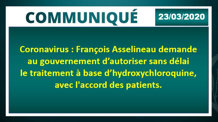 Le gouvernement doit autoriser le traitement par l’hydroxychloroquine, avec l'accord des patients