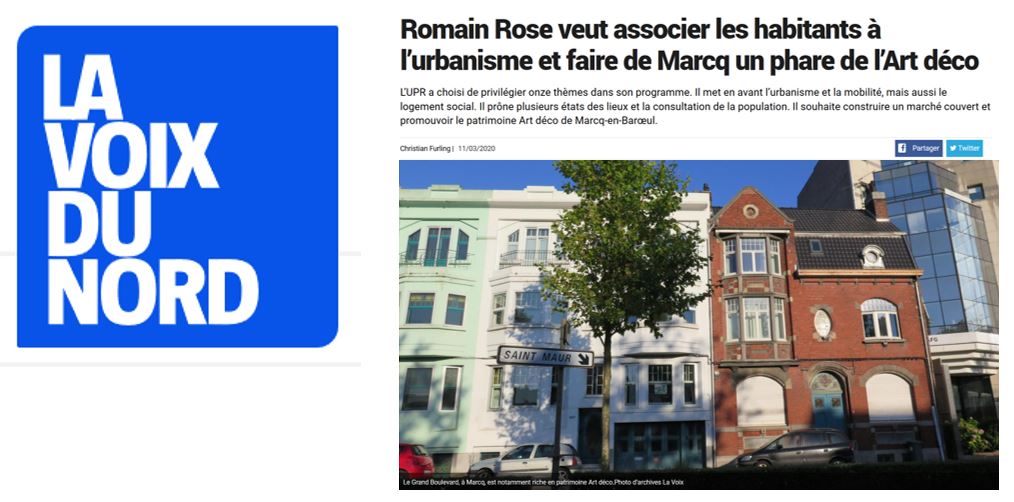 Article de la Voix du Nord sur Romain Rose, candidat UPR à la mairie de Marcq-en-Barœul – 11/03/2020