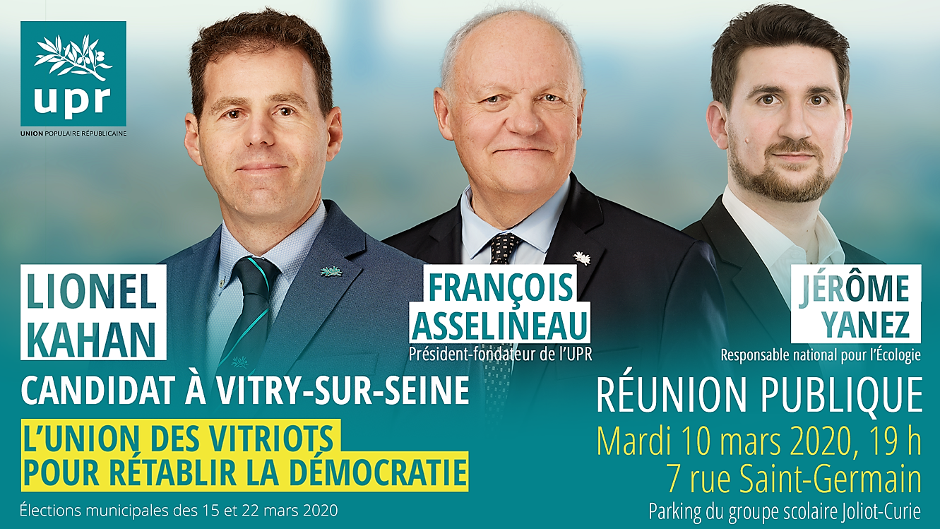 François Asselineau et Jérôme Yanez à Vitry-sur-Seine ce mardi 10 mars pour soutenir Lionel Kahan
