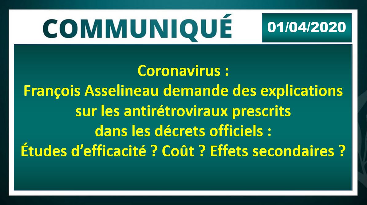 Demande d'explications sur les antirétroviraux prescrits dans les décrets officiels