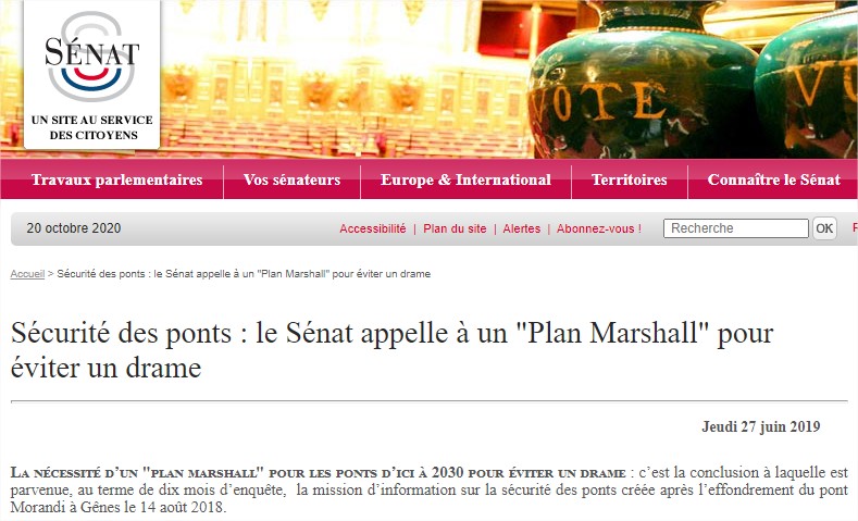 Capture d'écran du site du Sénat