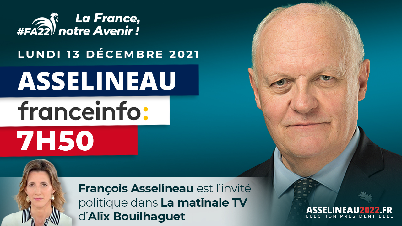 François Asselineau sera l'invité de France Info ce lundi 13 décembre 2021