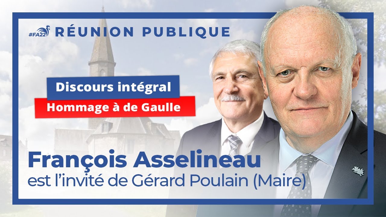 Réunion publique de Francois Asselineau à Vieux-Bourg : hommage au Général de Gaulle