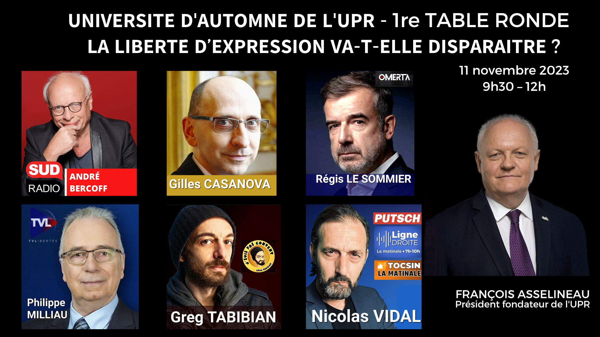Programme de la table ronde n°1 : « La liberté d'expression va-t-elle disparaître »
