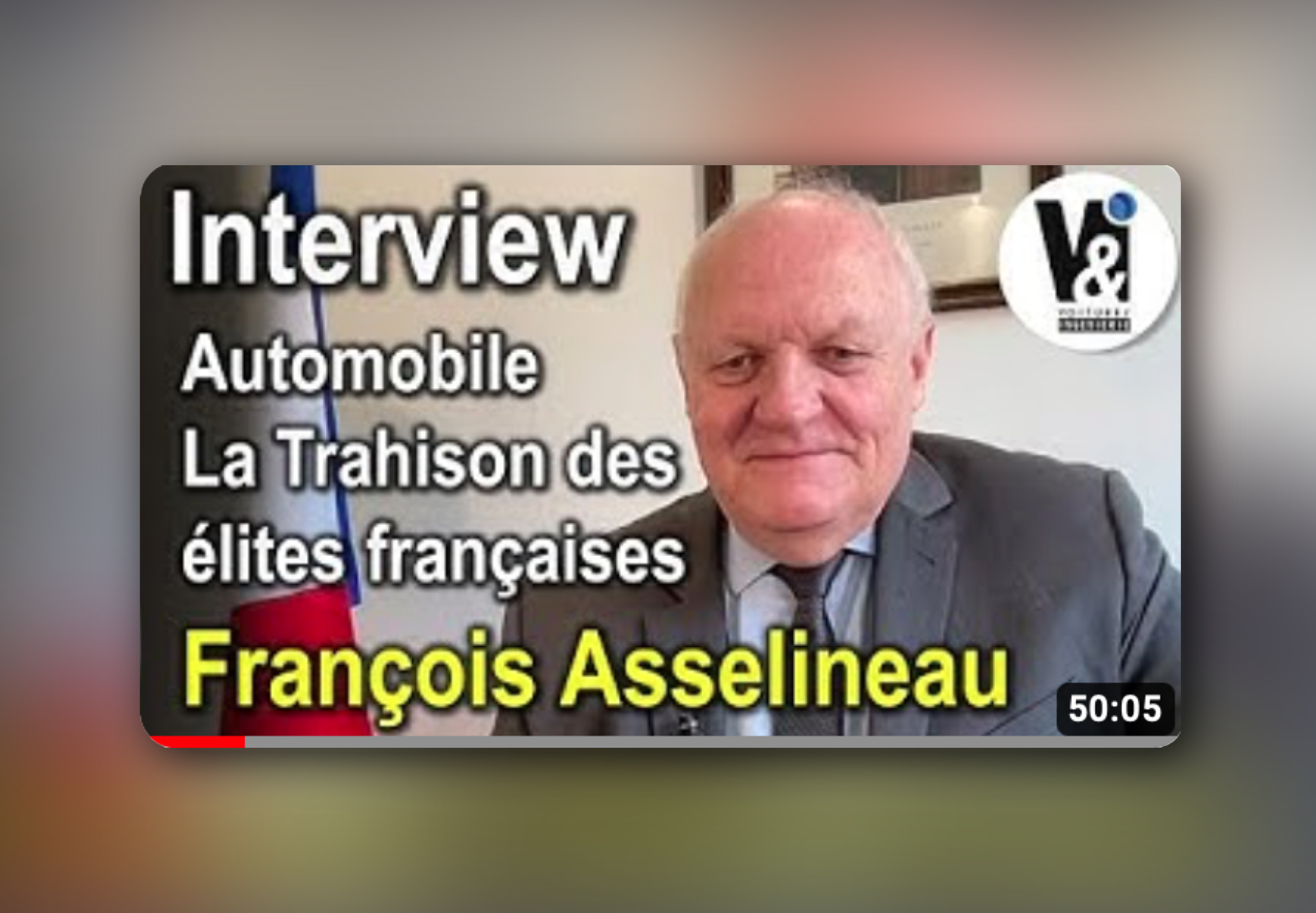 François Asselineau invité sur Voitures & Ingénierie – 25/01/2024