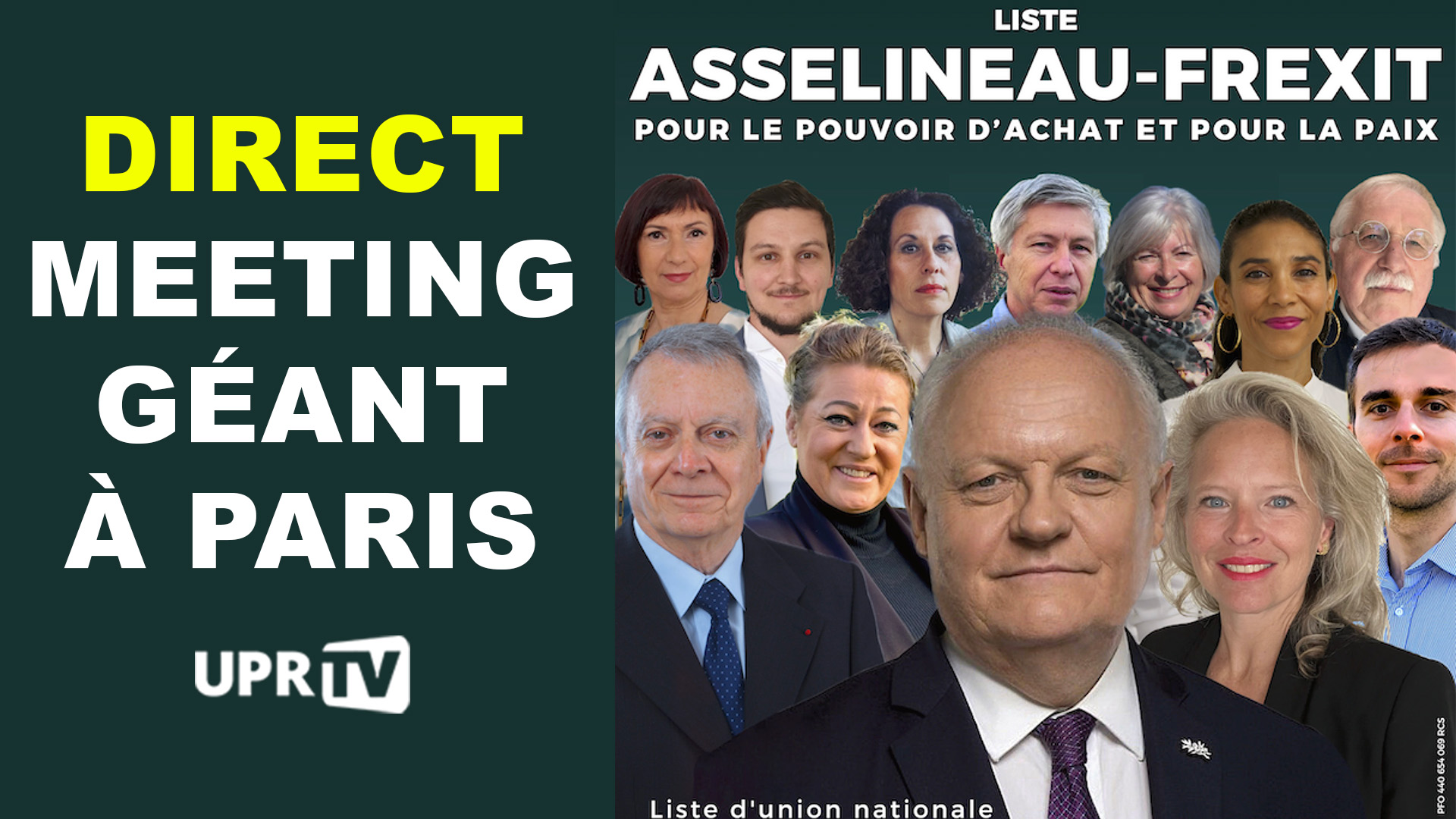 Réunion publique de François Asselineau à Paris en direct