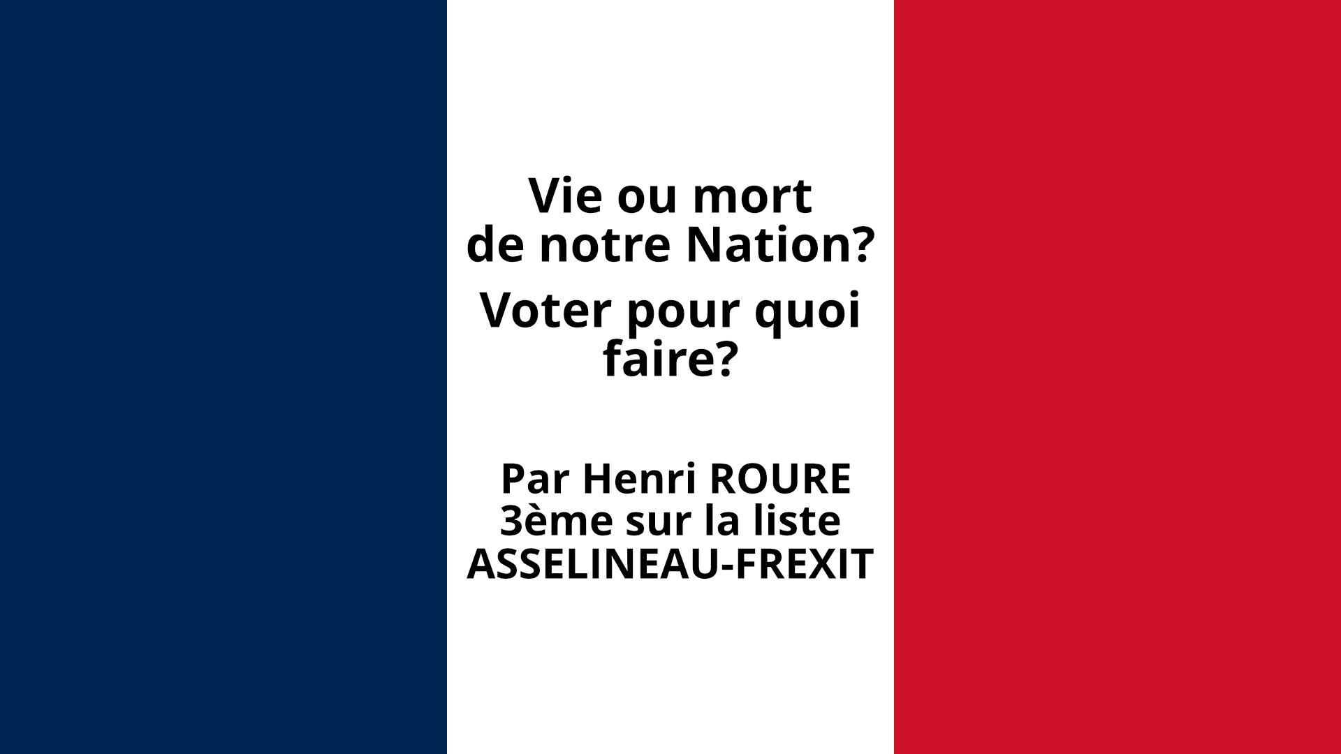 « Vie ou mort de notre Nation : voter pour quoi faire ? » par le général Henri Roure