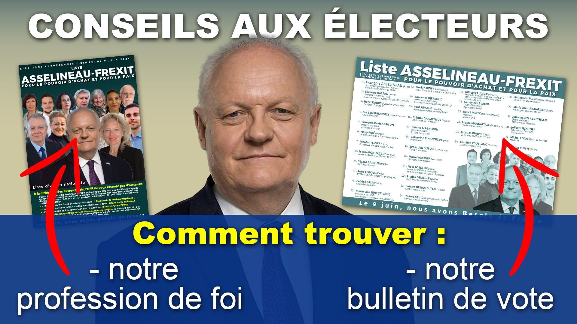 Profession de foi & bulletin de vote de la liste Asselineau – Frexit