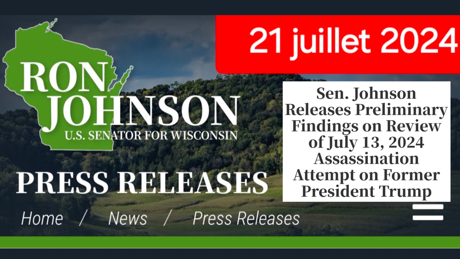 Les conclusions accablantes du sénateur Johnson suite à l'attentat contre Trump