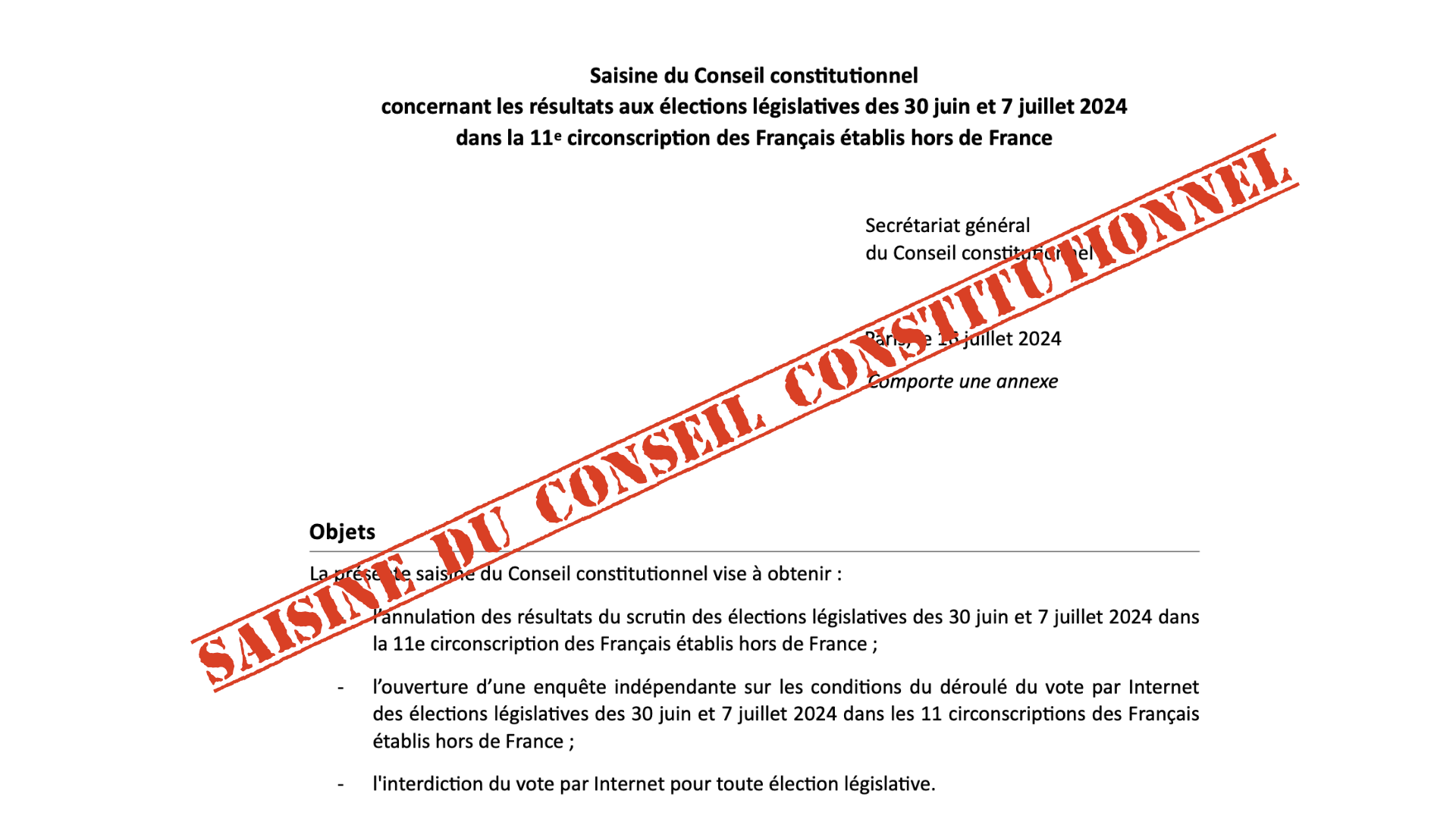 Saisine du Conseil constitutionnel suite aux soupçons de fraudes lors des Législati…