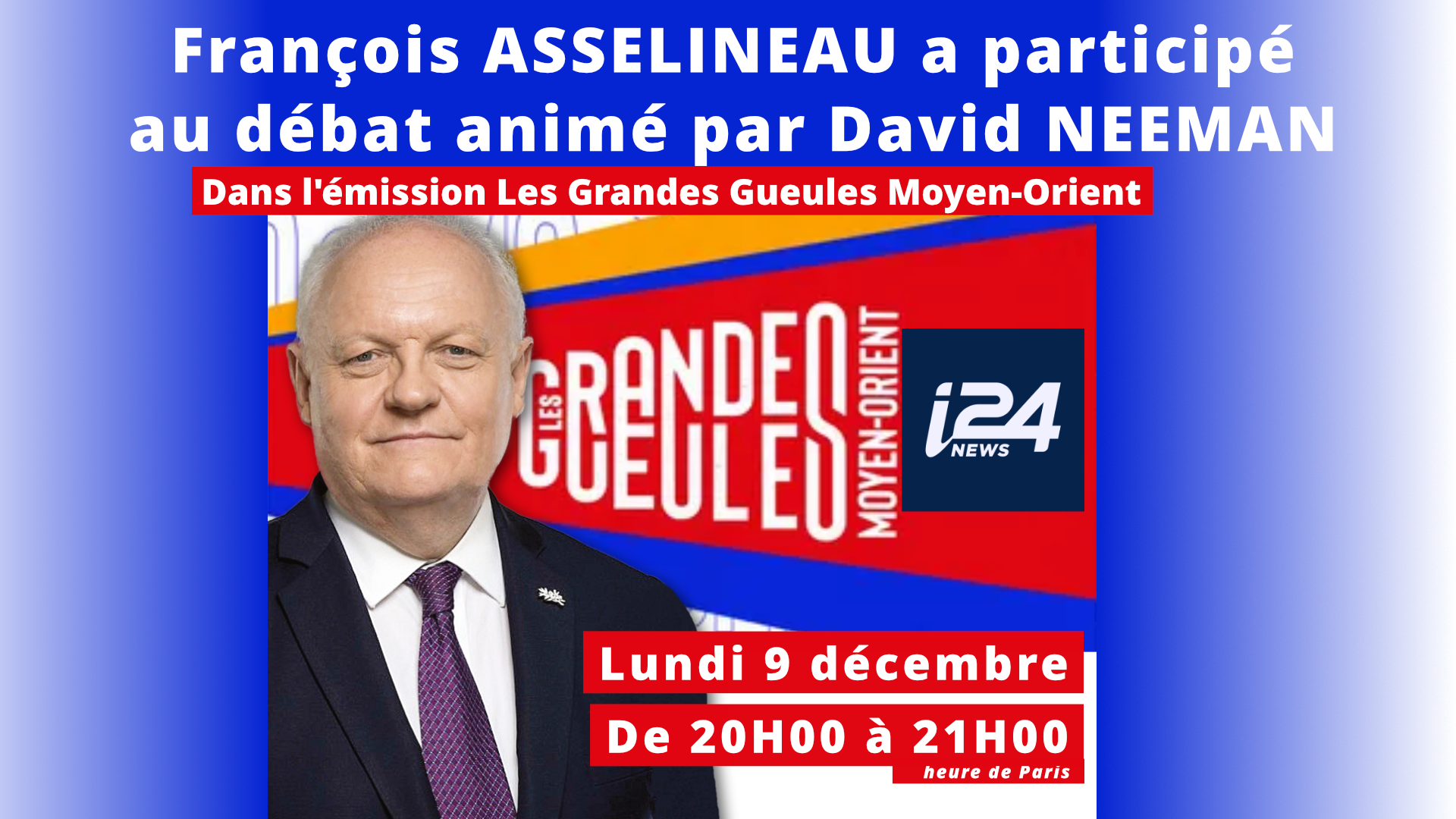 François Asselineau invité sur i24news – 09/12/2024