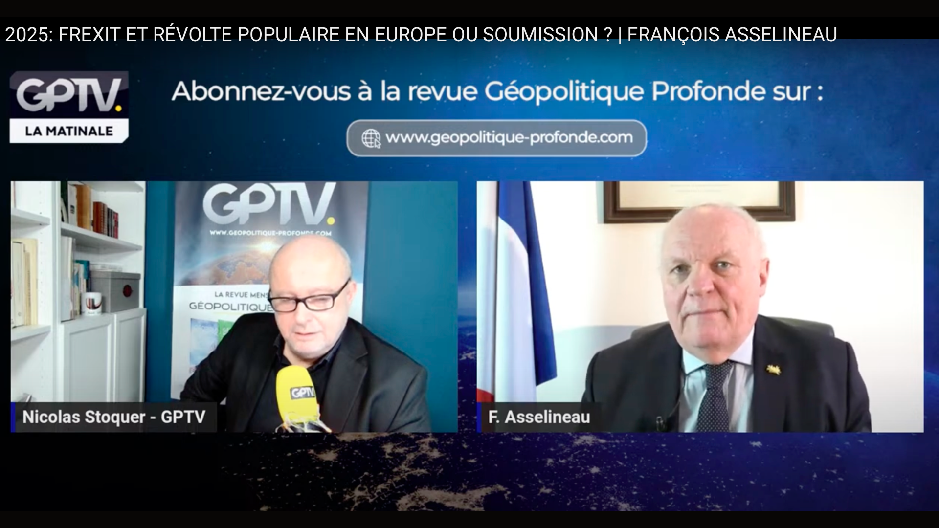 François Asselineau invité de Nicolas Stoquer sur GP-TV – 03/01/2025