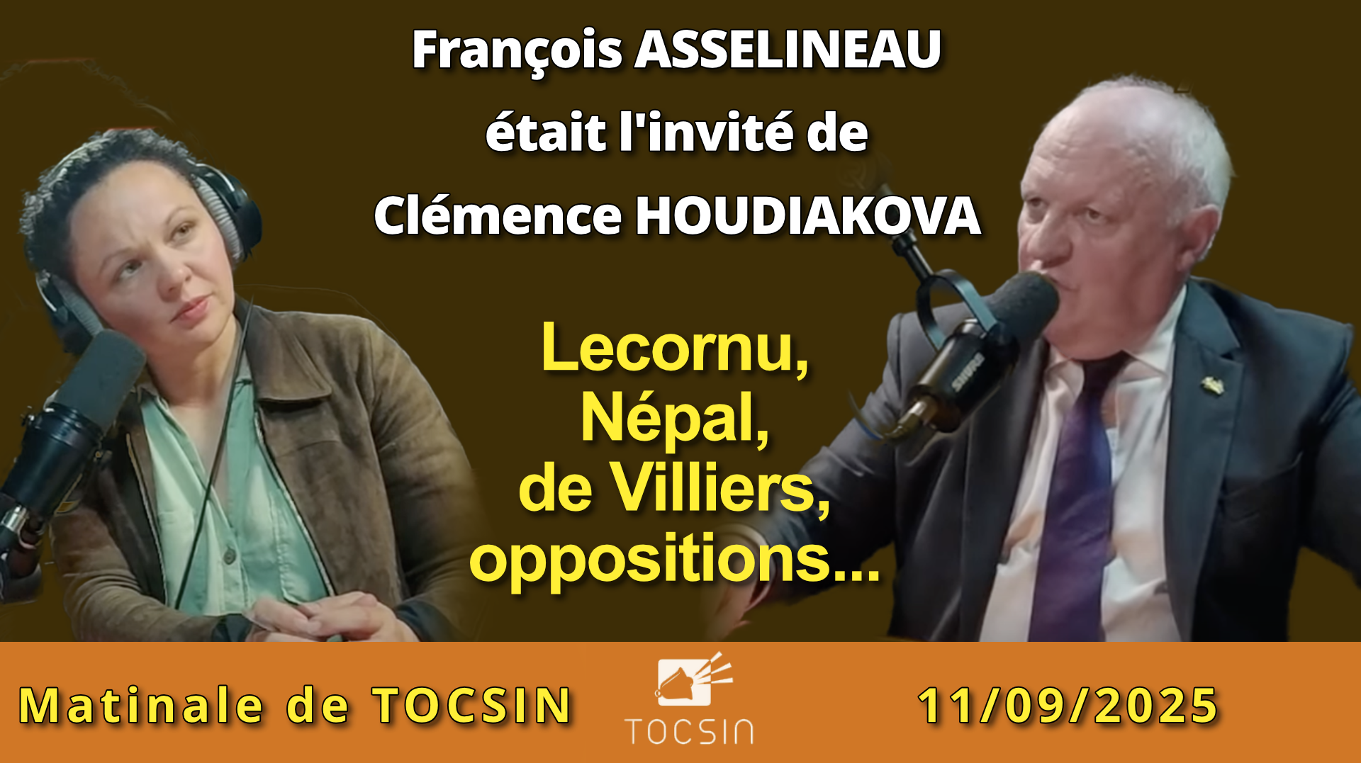 François Asselineau invité de Clémence Houdiakova sur Tocsin – 11/09/2025