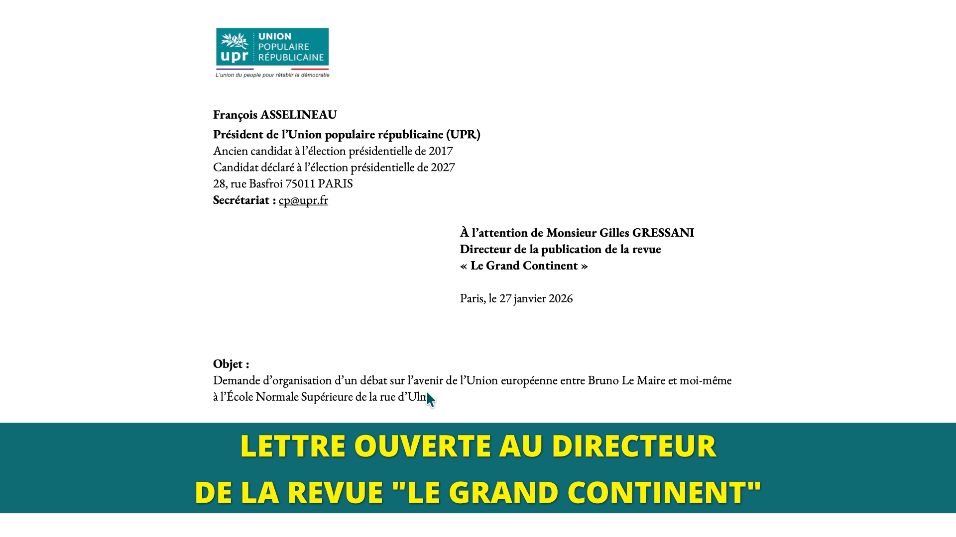 Lettre ouverte au Directeur de la revue « Le grand continent »