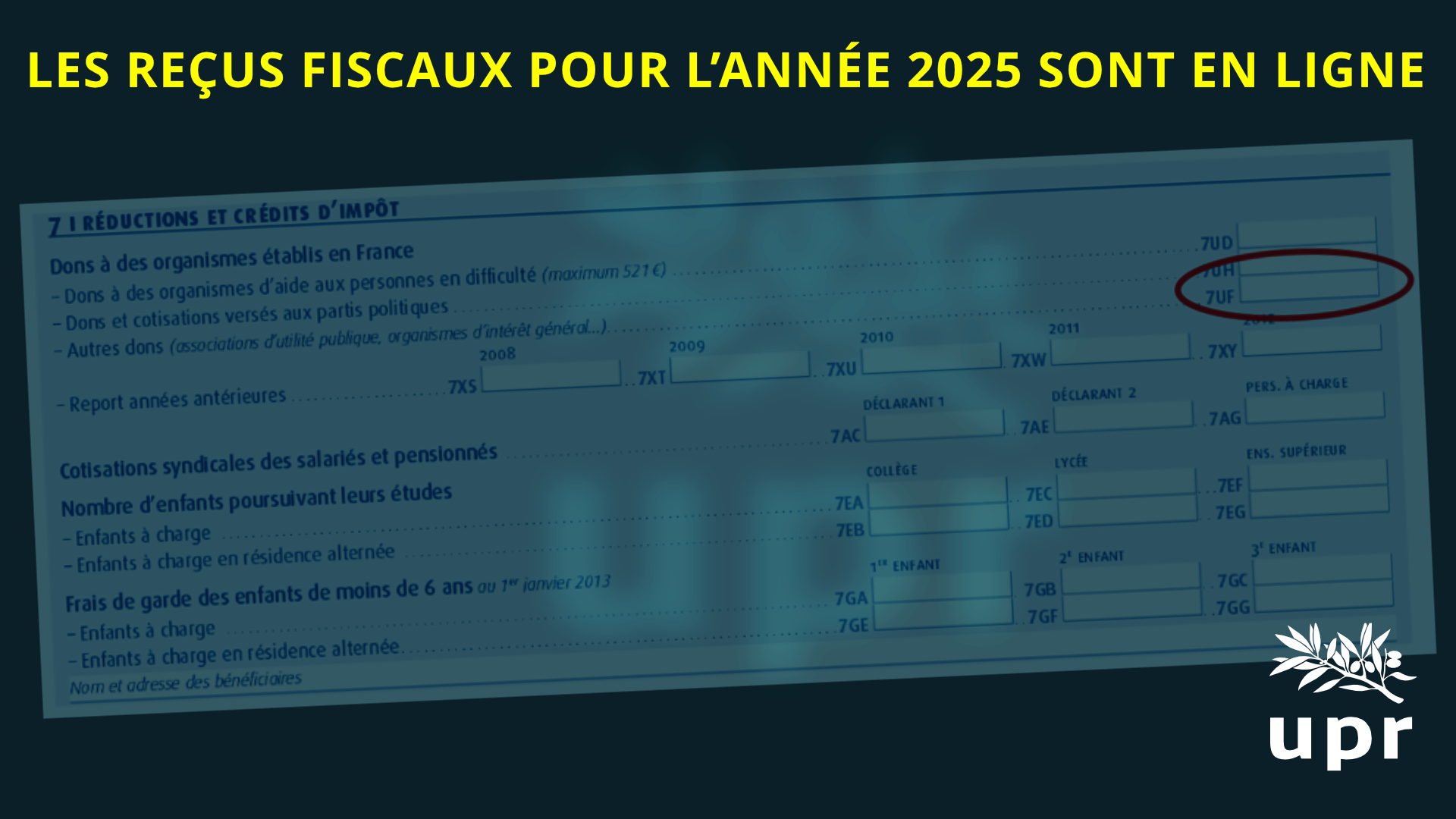 Les reçus fiscaux pour l'année 2025 sont disponibles en ligne