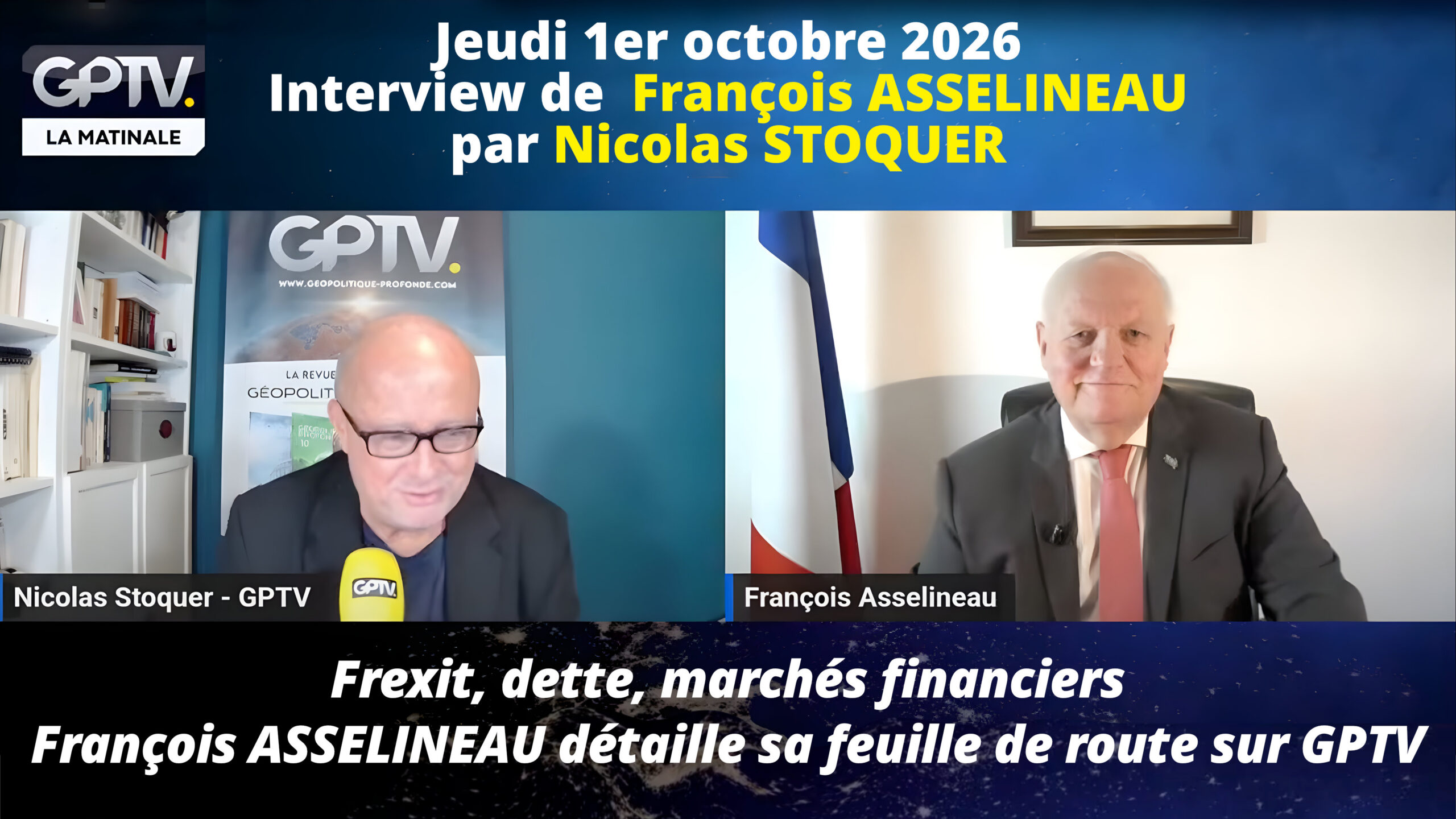 François Asselineau invité de Nicolas Stoquer sur GP-TV – 01/10/2026