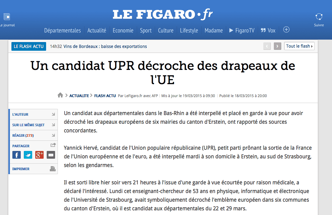 Suite à notre mise en demeure envoyée à la rédaction, Le Figaro vient de modifier le titre mensonger de son article