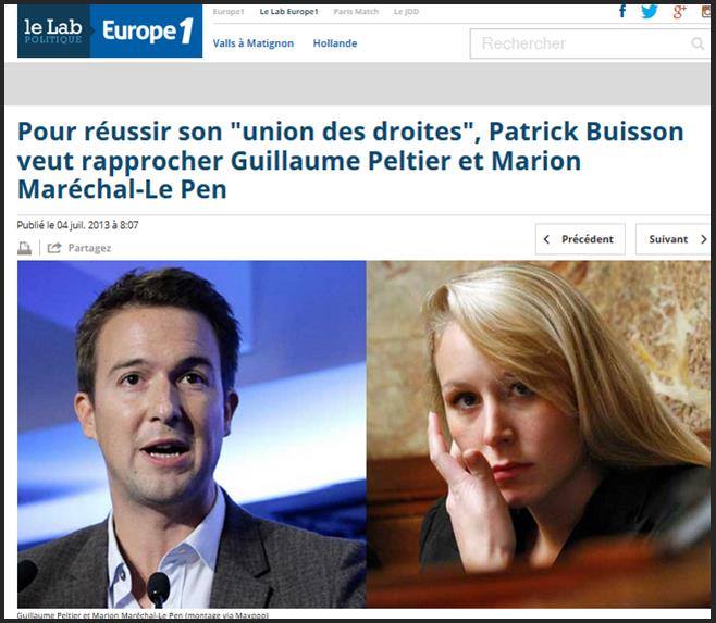 Pour réussir son "union des droites", Patrick Buisson veut rapprocher Guillaume Peltier et Marion Maréchal-Le Pen France, Marion Maréchal Le Pen et Guillaume Peltier