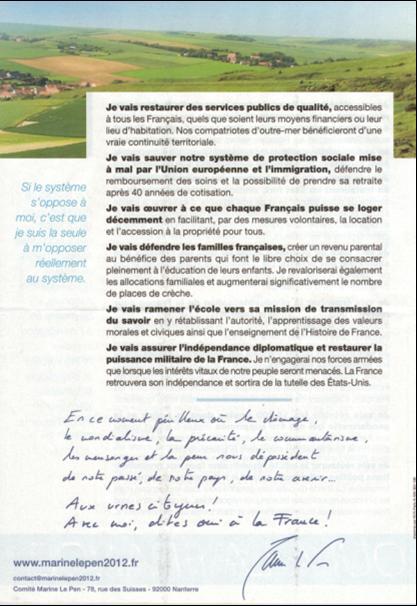 profession de foi de Mme Le Pen 4
